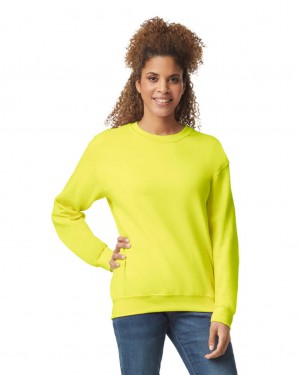 Safety Green Gildan 18000 Crewneck Women's Sweatshirt | XSJG15920