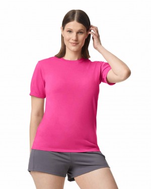 Safety Pink Gildan 42000 Women's T-Shirts | QJDE61527