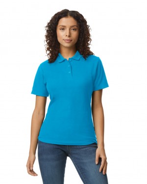 Sapphire Gildan 64800L Pique Polo Women's Polo | ZQPR49836