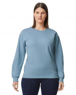 Stone Blue Gildan SF000 Midweight Fleece Crewneck Women's Sweatshirt | QJPW85612