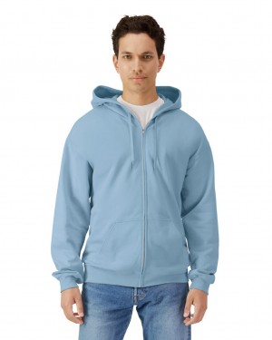 Stone Blue Gildan SF600 Midweight Fleece Full Zip Hoodie Men's Sweatshirt | SNAJ40391