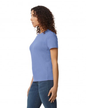 Violet Gildan 65000L Midweight Women's T-Shirts | MLRZ38941