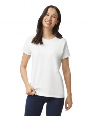 White Gildan 2000L Women's T-Shirts | XSOG10596