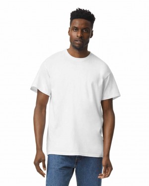 White Gildan 5000 Men's T-Shirts | UKTR73405