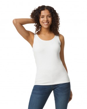 White Gildan 64200L Tank Women's Tank | SYAB41539