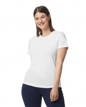 White Gildan 65000L Midweight Women's T-Shirts | TODY95026