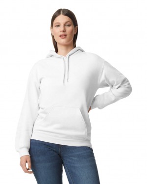 White Gildan SF500 Midweight Fleece Women's Hoodie | PAQD24603