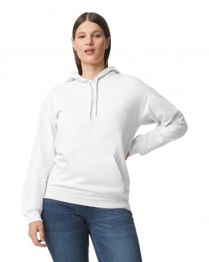 White Gildan SF500 Midweight Fleece Women's Hoodie | FGBK69570