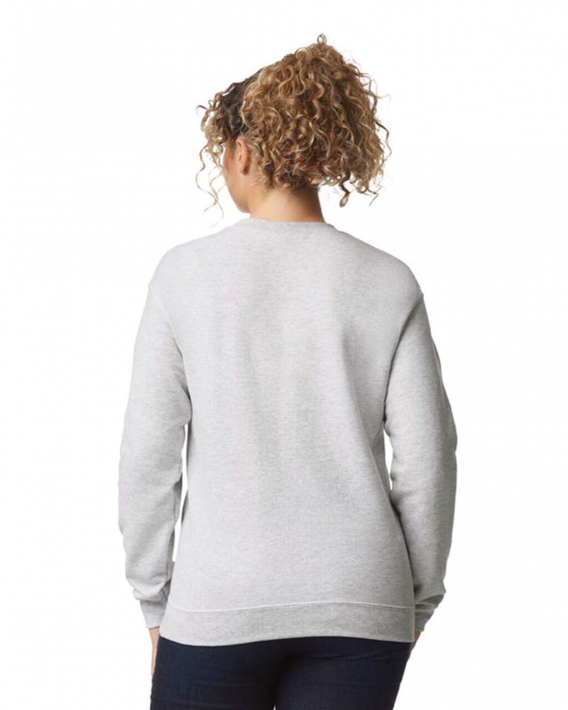 Ash Gildan 18000 Crewneck Women's Sweatshirt | FRVI08364