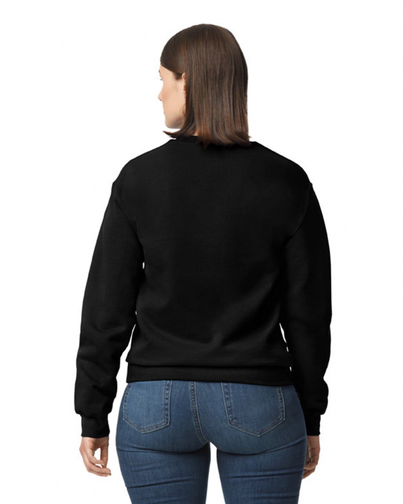 Black Gildan 12000 Crewneck Women's Sweatshirt | MIJO83501