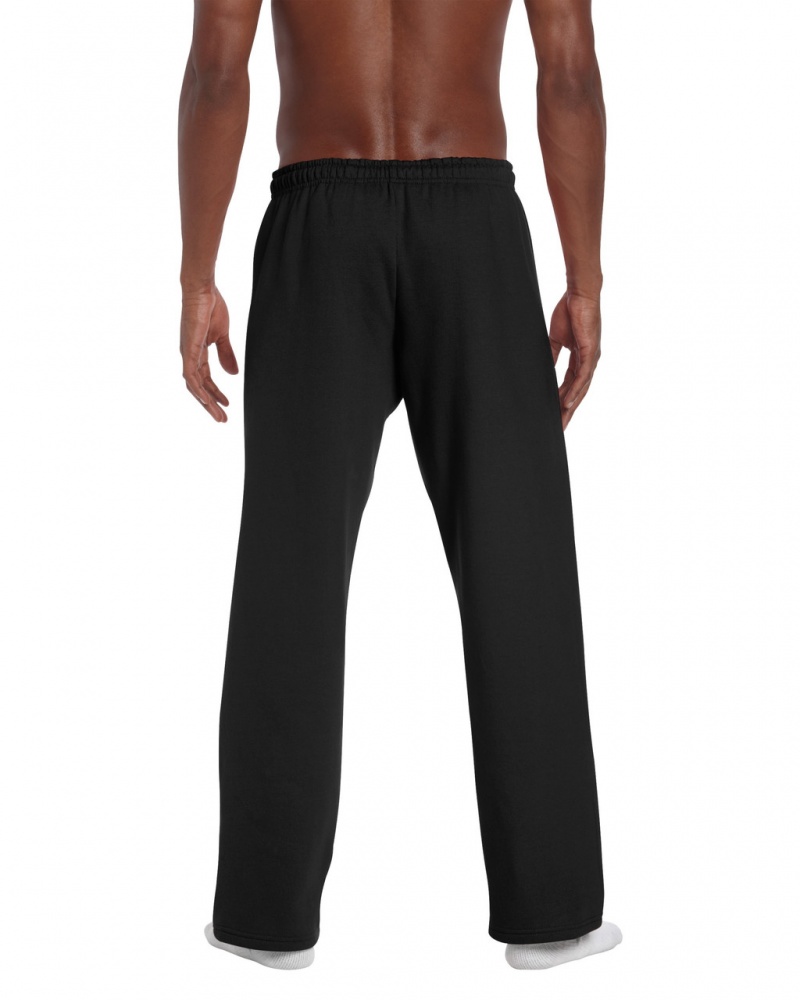 Black Gildan 18400 Open Bottom Sweatpants Men's Sweatpants | GBMD49285