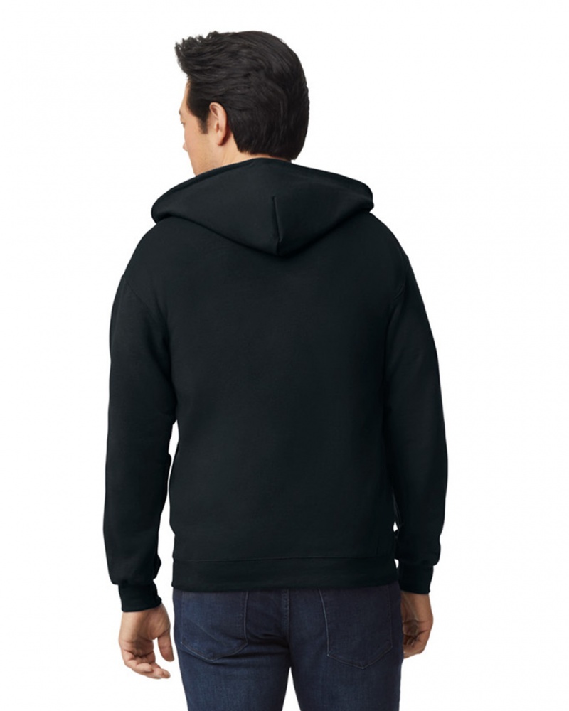 Black Gildan 18600 Full Zip Hoodie Men's Sweatshirt | JSGD49175