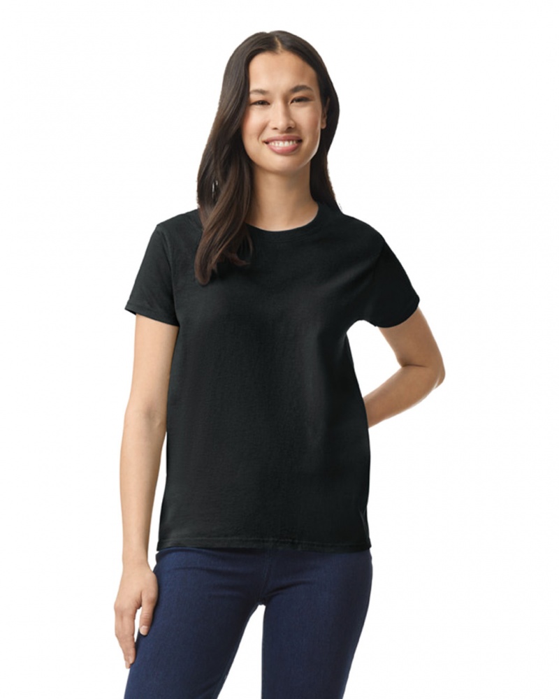 Black Gildan 2000L Women\'s T-Shirts | QMOA48290