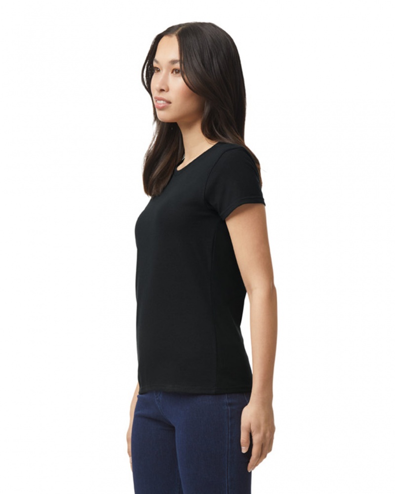 Black Gildan 5000L Women's T-Shirts | OEQS38547