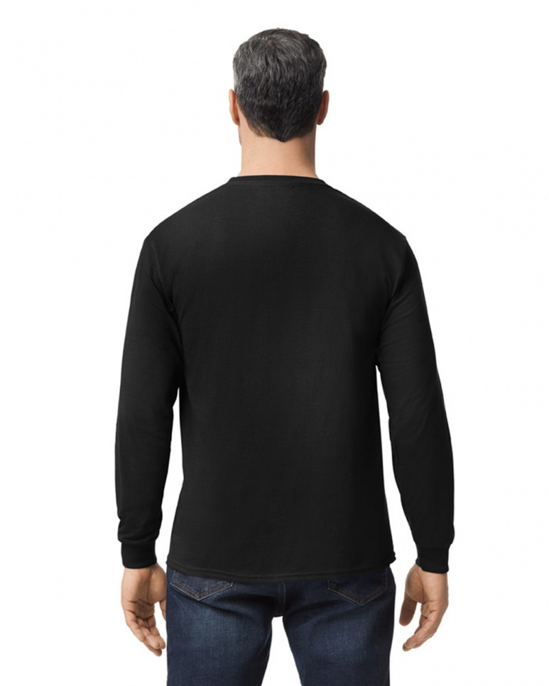 Black Gildan 5400 Long Sleeve Men's T-Shirts | XHSA36741