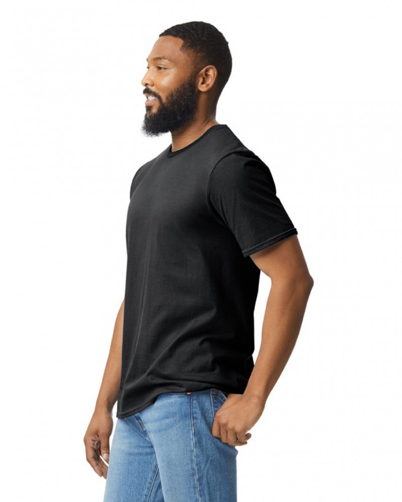 Black Gildan 64000 Men's T-Shirts | WFKV97814