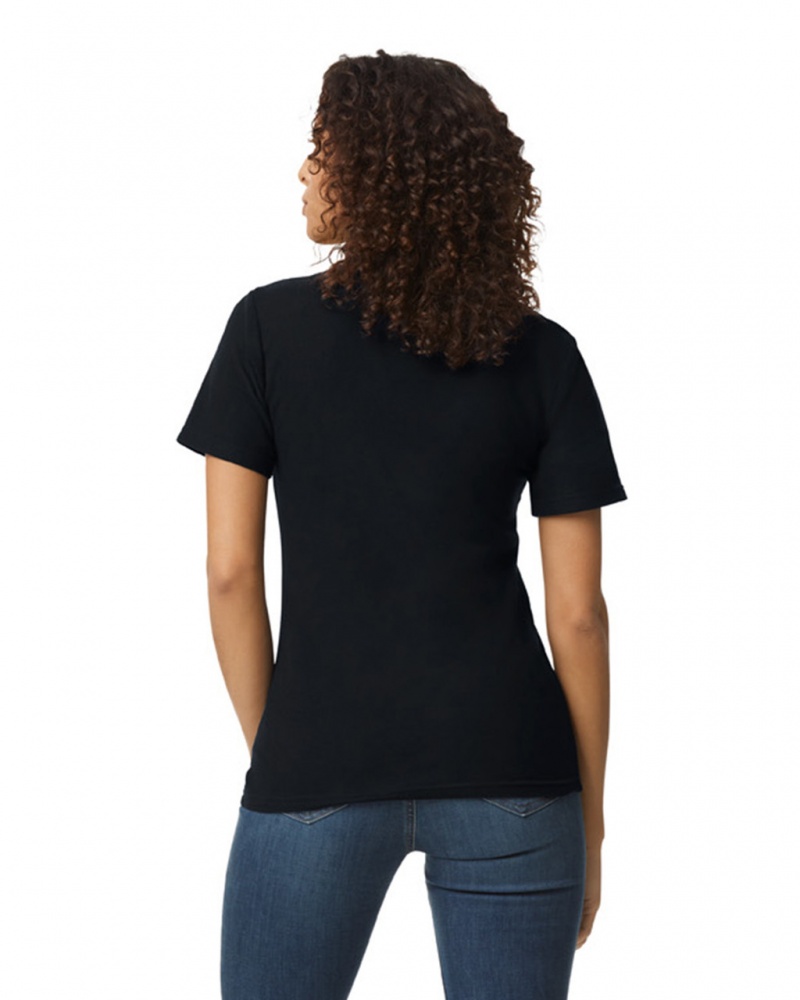 Black Gildan 64800L Pique Polo Women's Polo | ZKQD40569