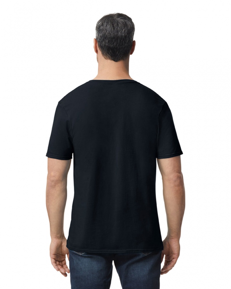 Black Gildan 64V00 V-Neck Men's T-Shirts | SCNK67289