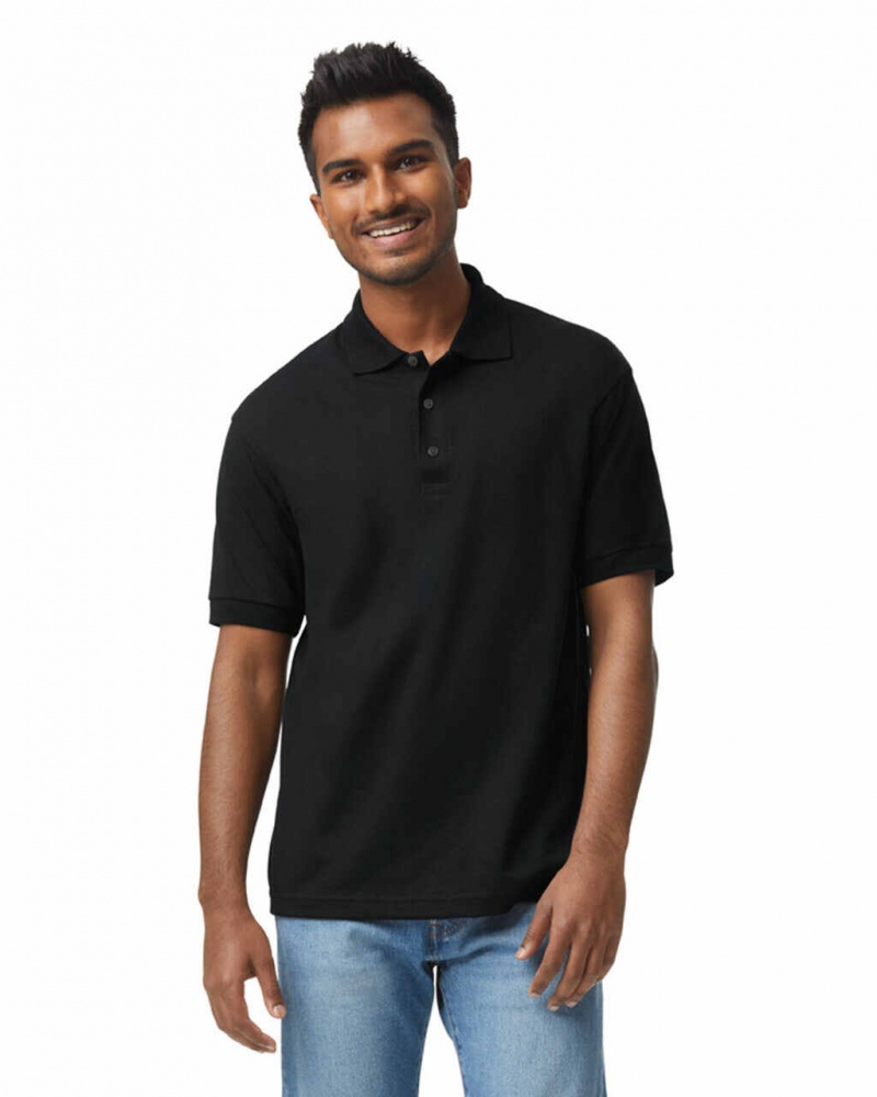 Black Gildan 8800 Polo Men\'s Polo | SZAR75493