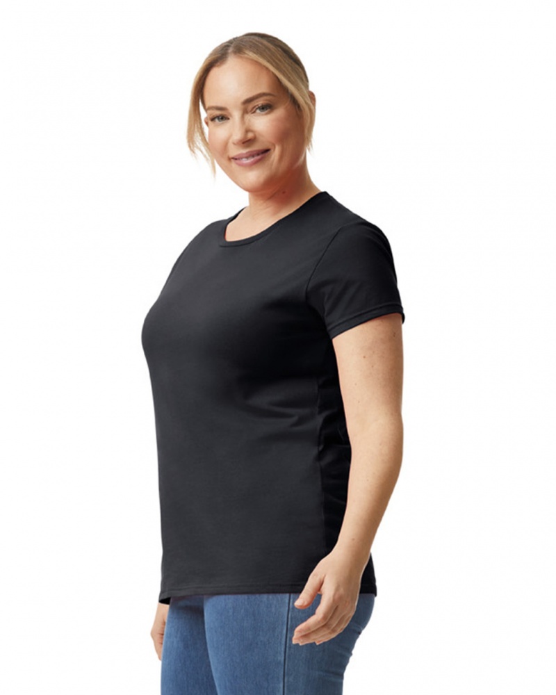 Black Gildan 880 Women's T-Shirts | QLTG68795