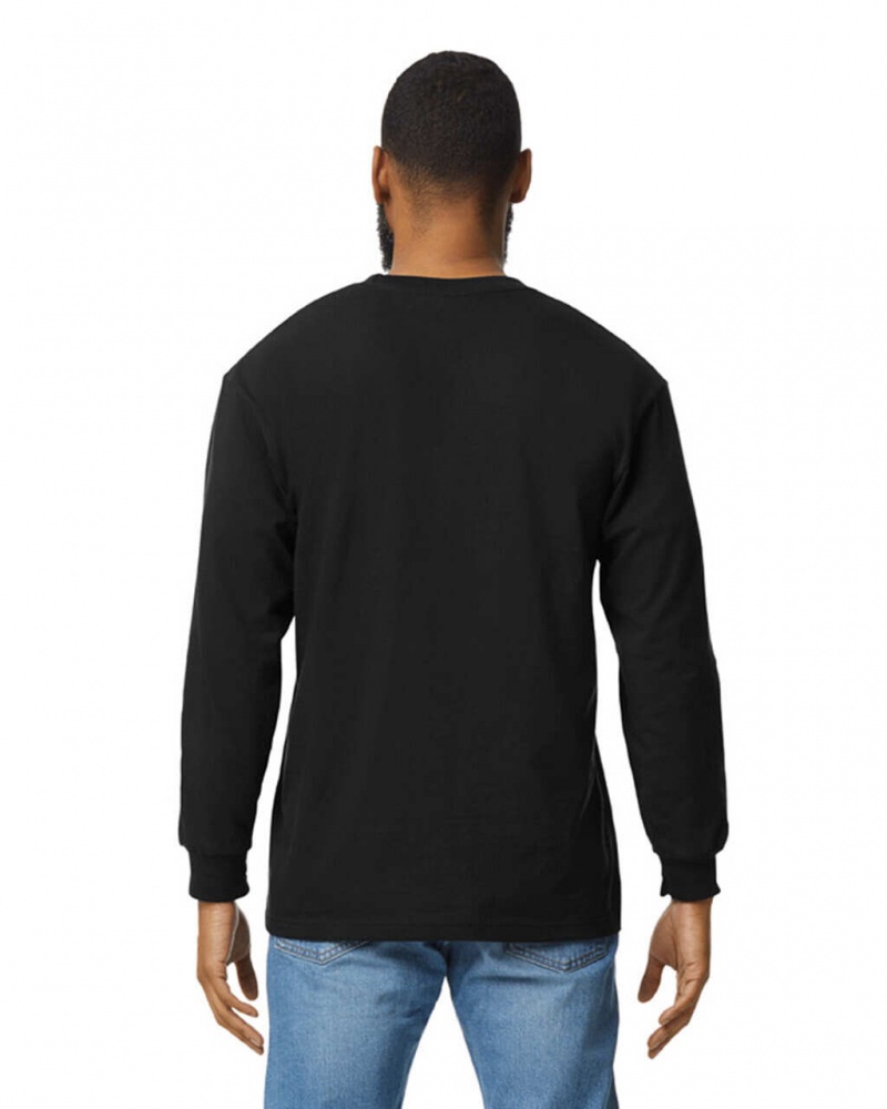 Black Gildan H400 Long Sleeve Men's T-Shirts | QMDS41908