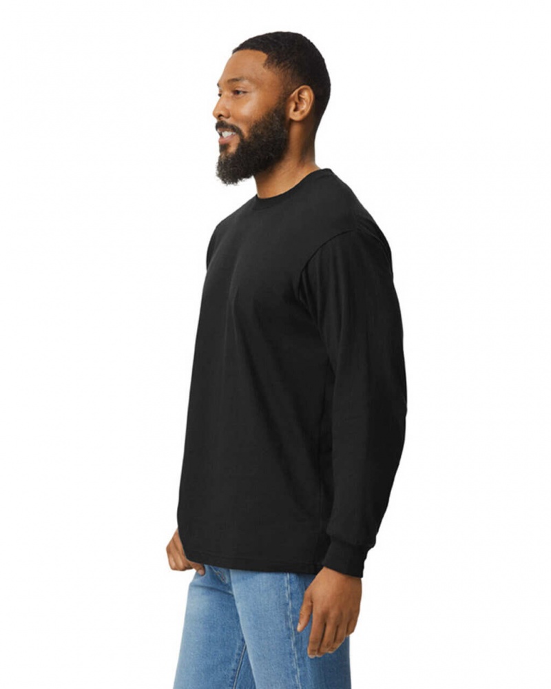 Black Gildan H400 Long Sleeve Men's T-Shirts | QMDS41908