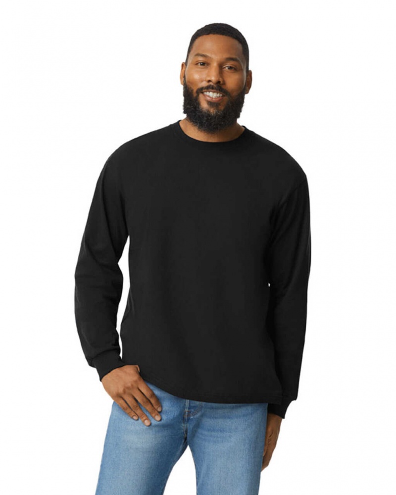 Black Gildan H400 Long Sleeve Men\'s T-Shirts | QMDS41908