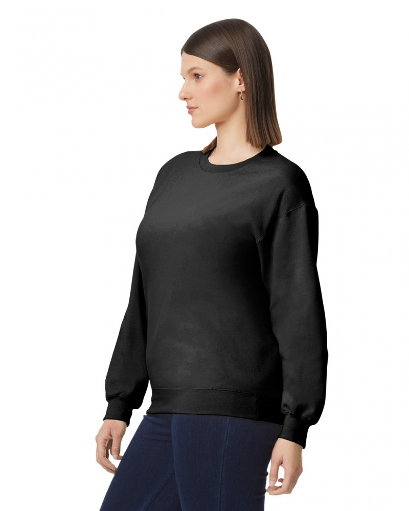 Black Gildan SF000 Midweight Fleece Crewneck Women's Sweatshirt | AGYR59178