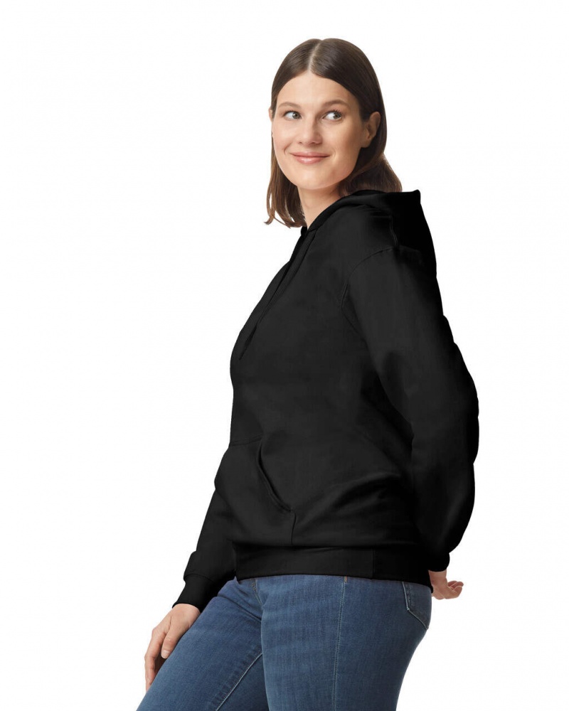 Black Gildan SF500 Midweight Fleece Women's Hoodie | XBET71253