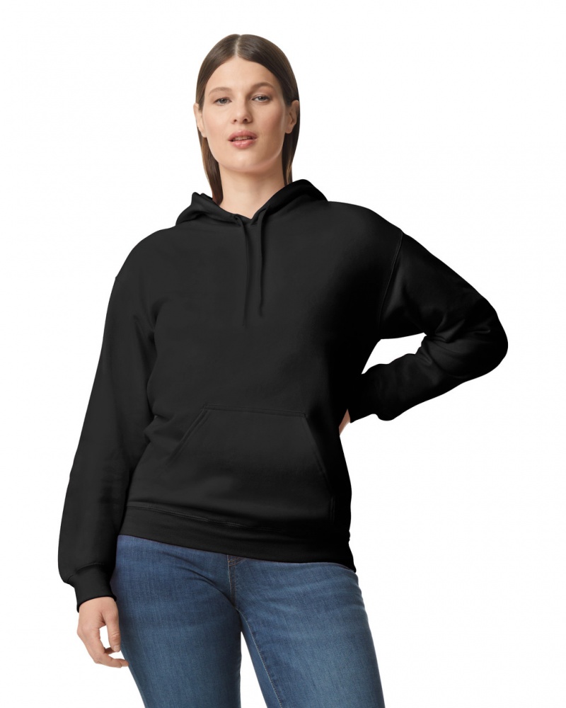 Black Gildan SF500 Midweight Fleece Women\'s Hoodie | KXQU64907