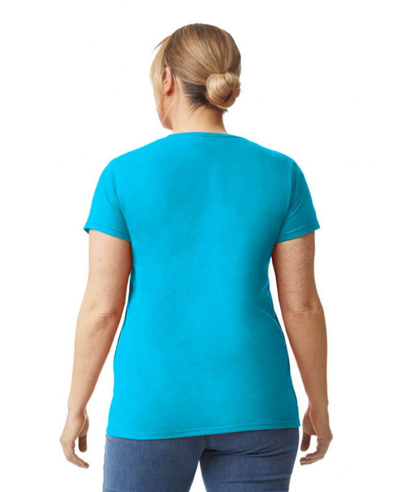 Caribbean Blue Gildan 880 Women's T-Shirts | DANE64029