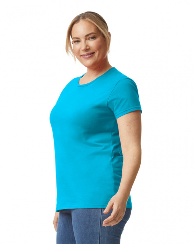 Caribbean Blue Gildan 880 Women's T-Shirts | DANE64029