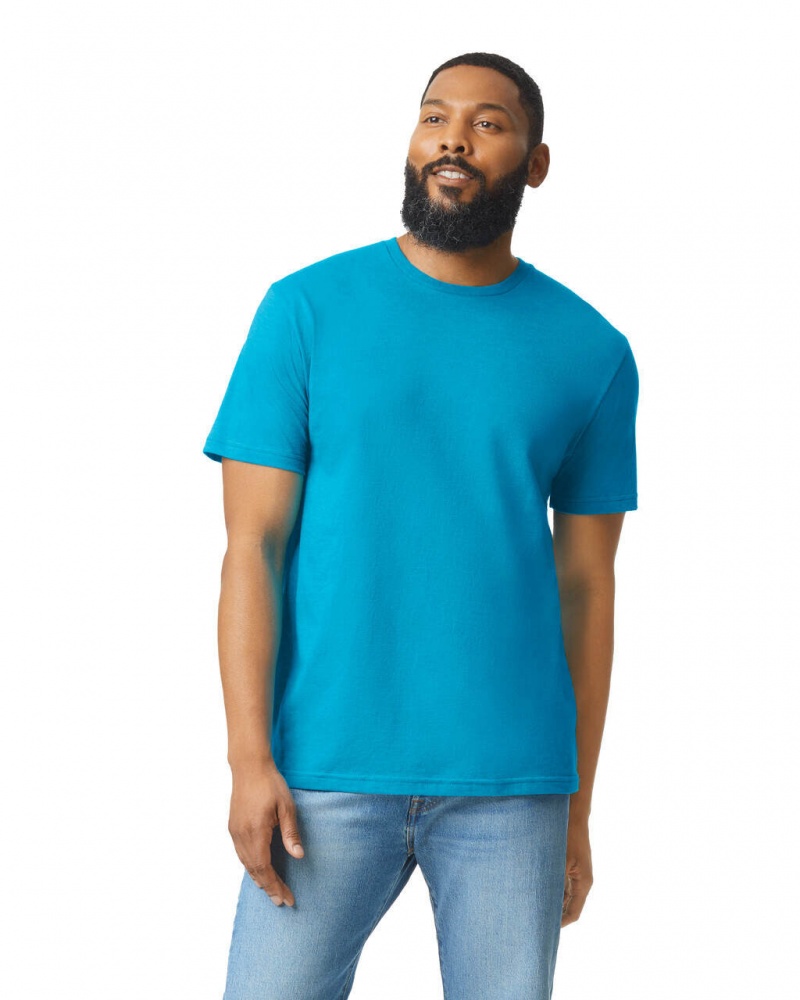 Caribbean Mist Gildan 67000 CVC Men's T-Shirts | DTWH26308