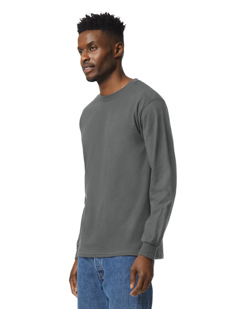 Charcoal Gildan 2400 Long Sleeve Men's T-Shirts | TXHG07968