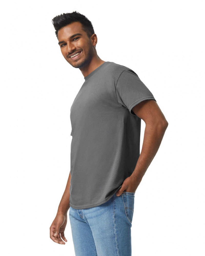 Charcoal Gildan 5000 Men's T-Shirts | ZCYW32654