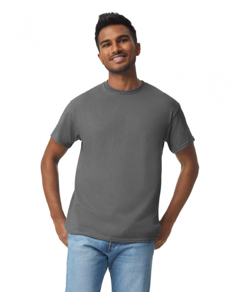 Charcoal Gildan 5000 Men\'s T-Shirts | ZCYW32654