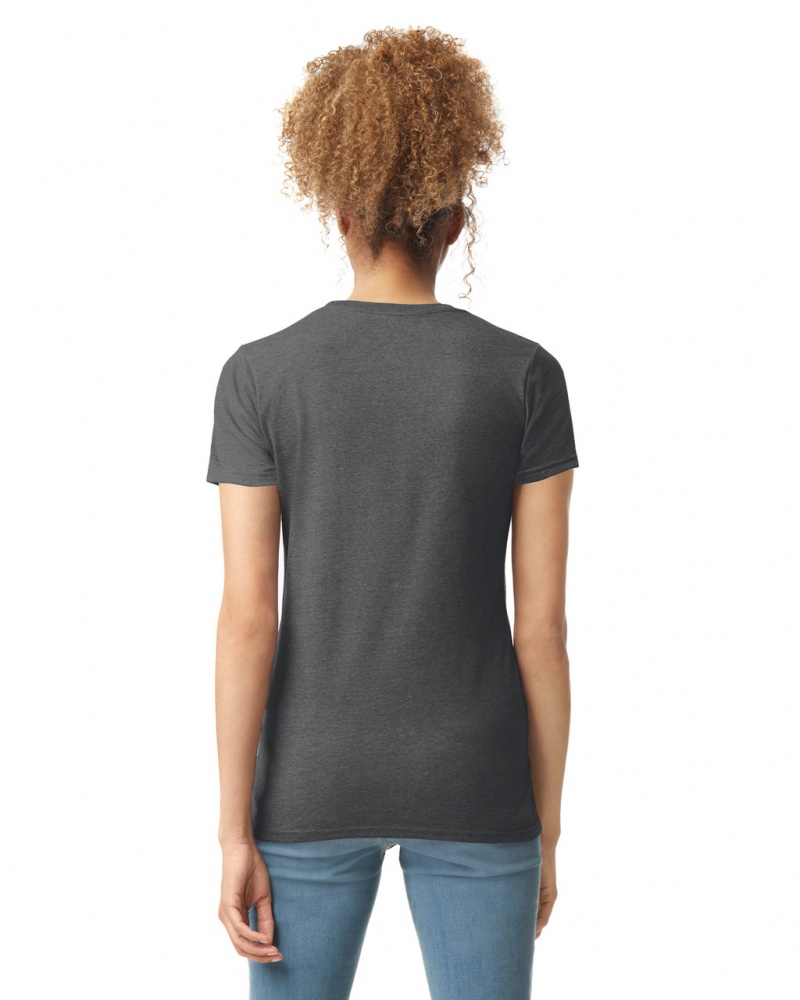 Charcoal Gildan 64000L Women's T-Shirts | AODQ16549