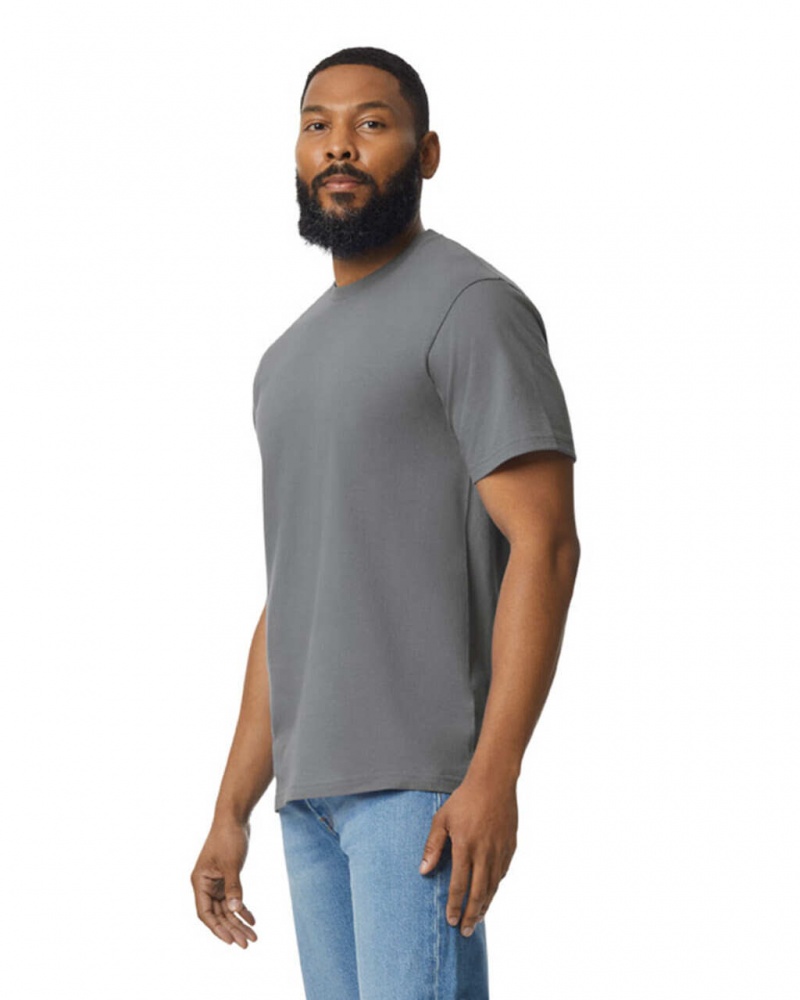 Charcoal Gildan 65000 Midweight Men's T-Shirts | CHPA10832