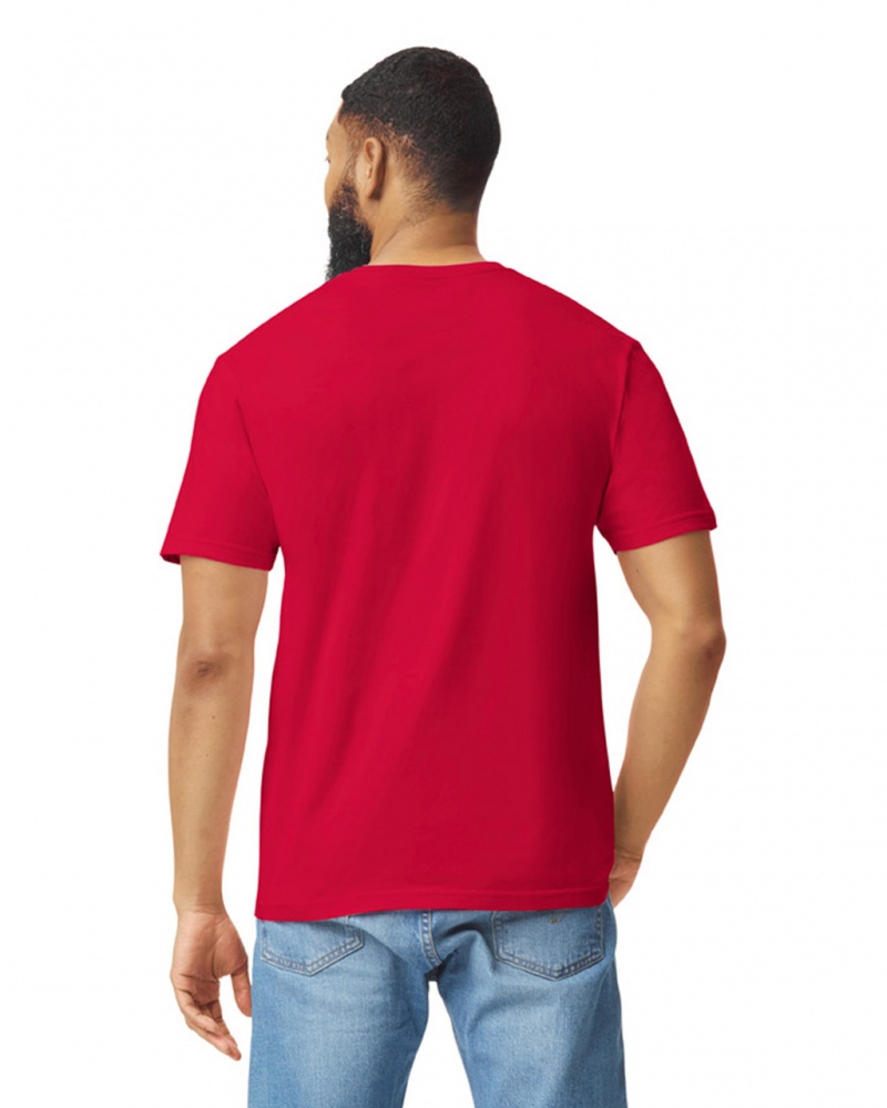 Cherry Red Gildan 64000 Men's T-Shirts | ABNX69701