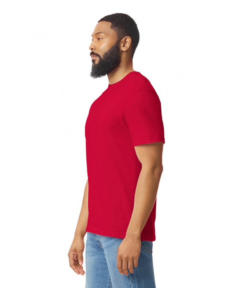 Cherry Red Gildan 64000 Men's T-Shirts | ABNX69701