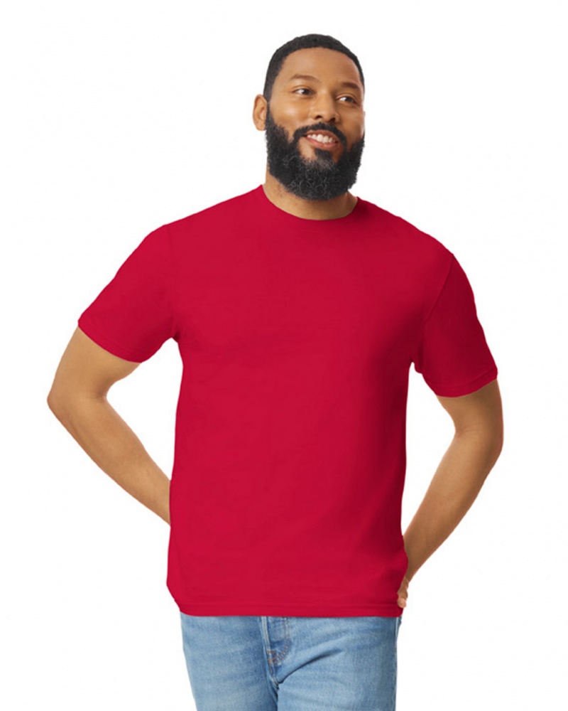 Cherry Red Gildan 64000 Men\'s T-Shirts | ABNX69701