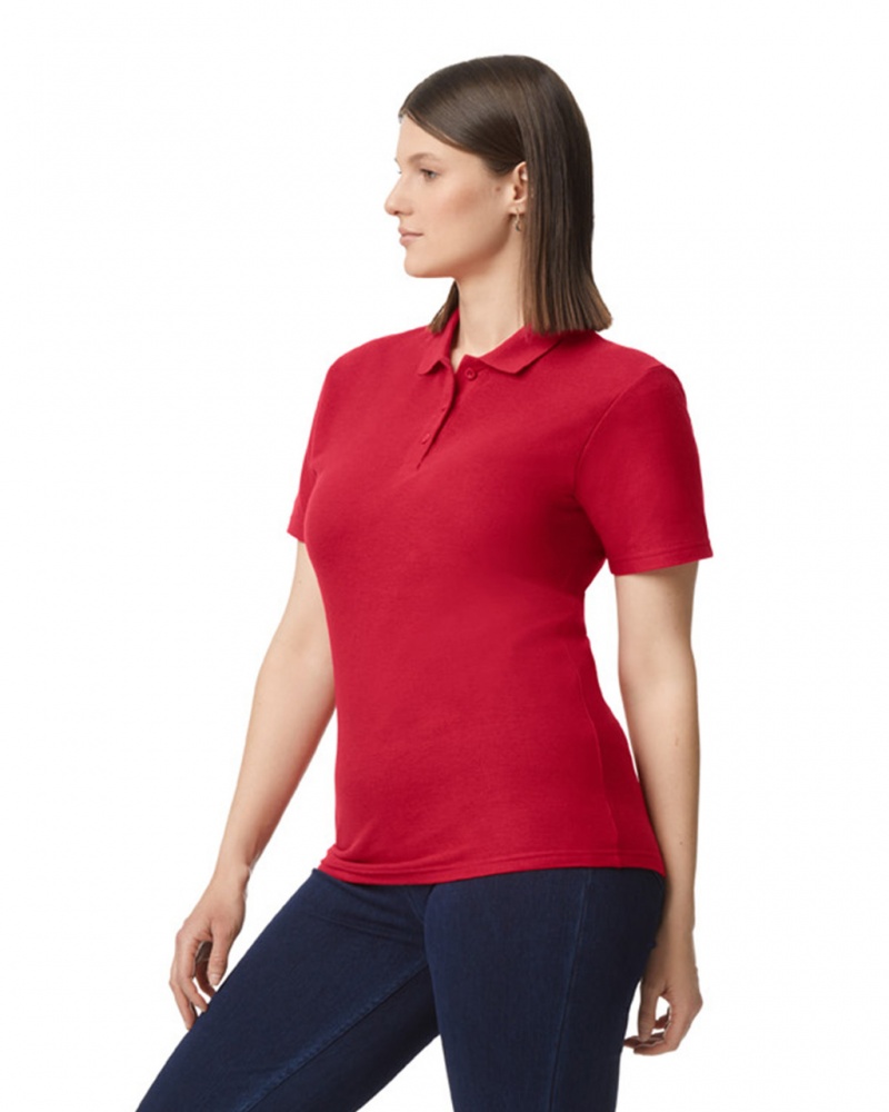 Cherry Red Gildan 64800L Pique Polo Women's Polo | ICVW43726