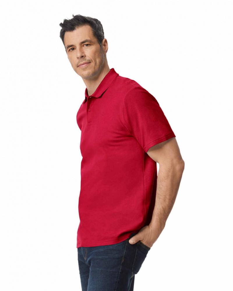 Cherry Red Gildan 64800 Pique Polo Men's Polo | LMVJ63485