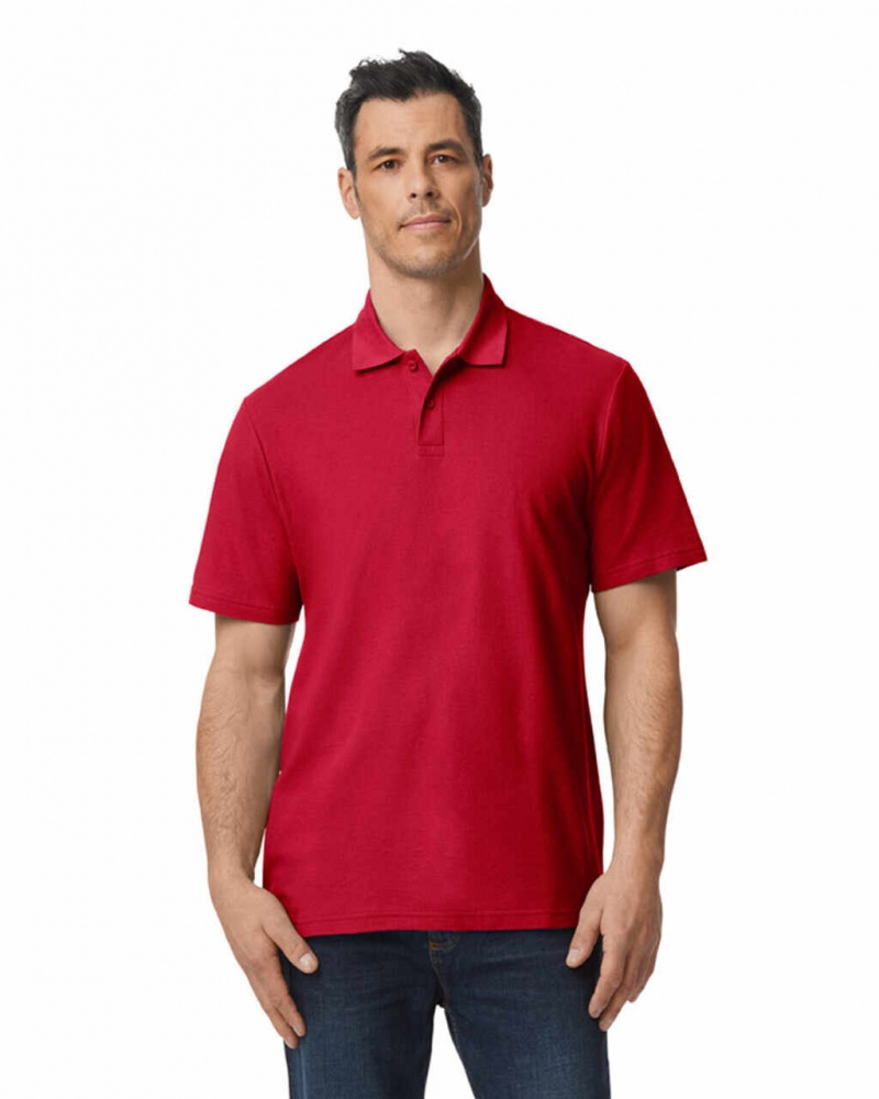 Cherry Red Gildan 64800 Pique Polo Men\'s Polo | LMVJ63485