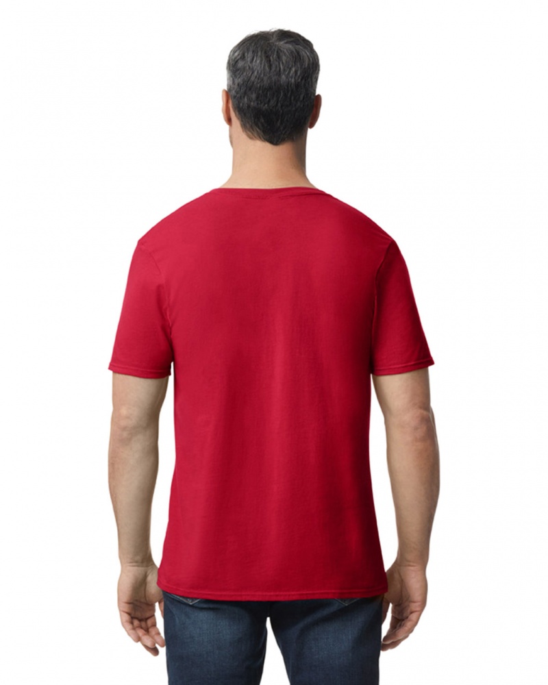 Cherry Red Gildan 64V00 V-Neck Men's T-Shirts | NLSI60498