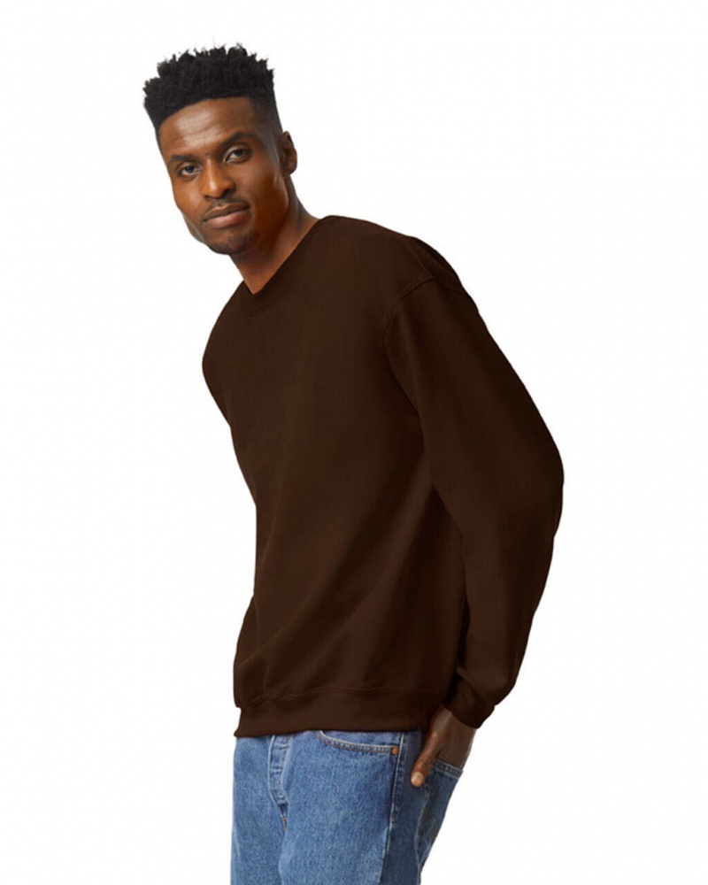 Dark Chocolate Gildan 18000 Crewneck Sweatshirt Men's Sweatshirt | BNIP19650