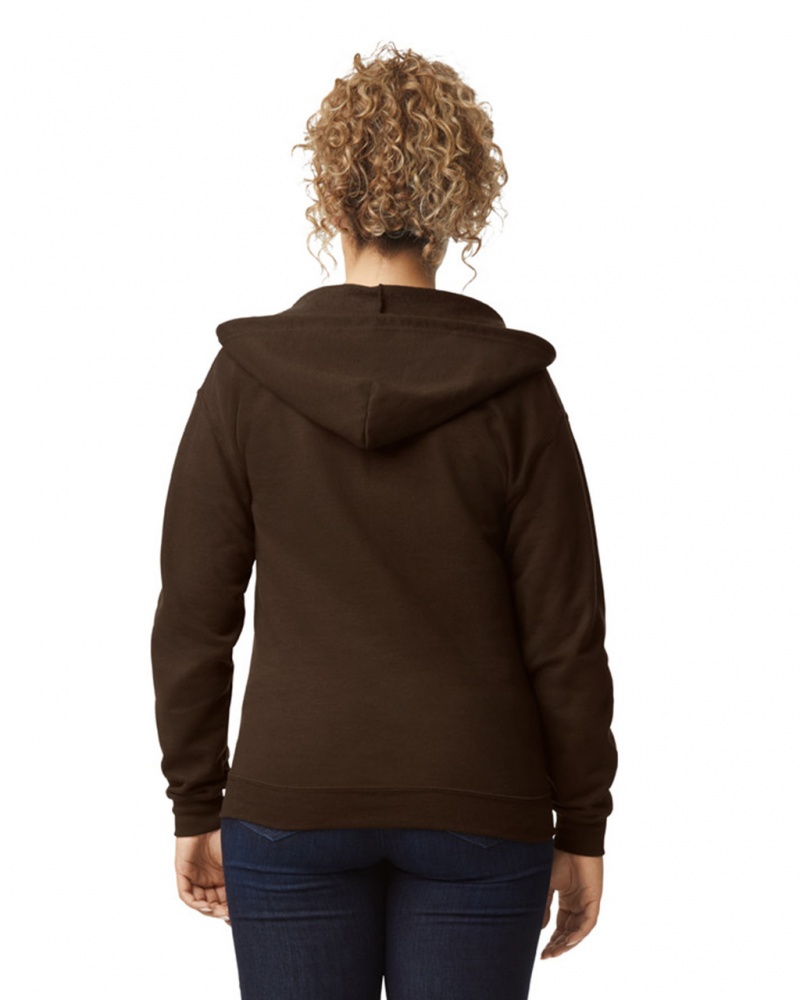 Dark Chocolate Gildan 18600 Full Zip Hoodie Women's Hoodie | OMKA32814