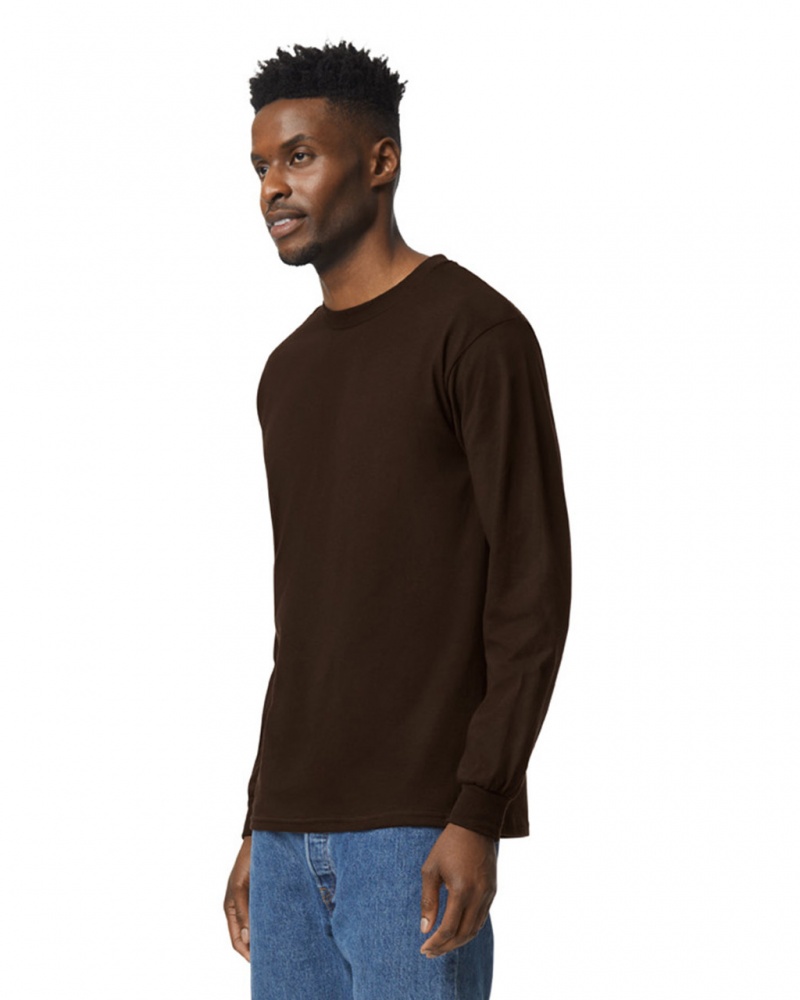 Dark Chocolate Gildan 2400 Long Sleeve Men's T-Shirts | NFMO93461