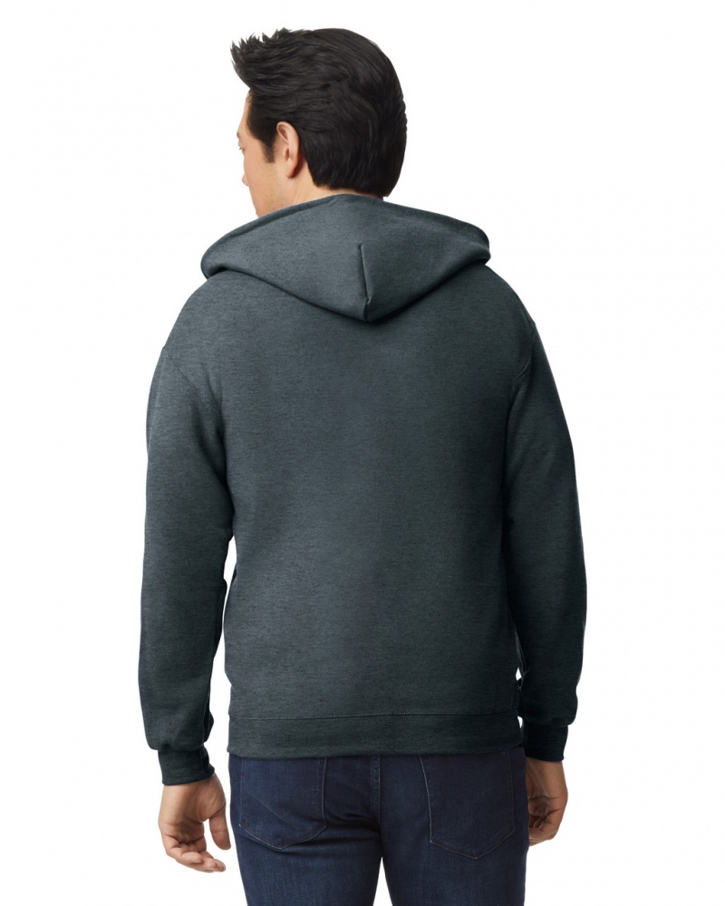 Dark Heather Gildan 18600 Full Zip Hoodie Men's Sweatshirt | RWIT08923