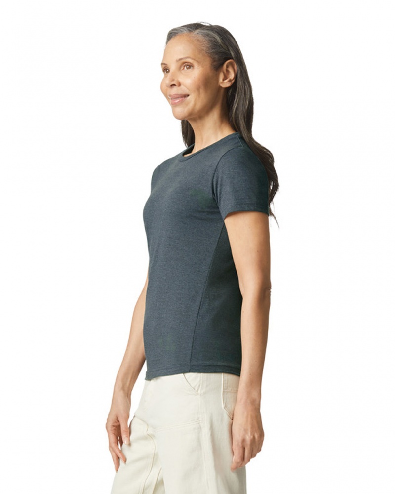 Dark Heather Gildan 64000L Women's T-Shirts | TJVZ30621